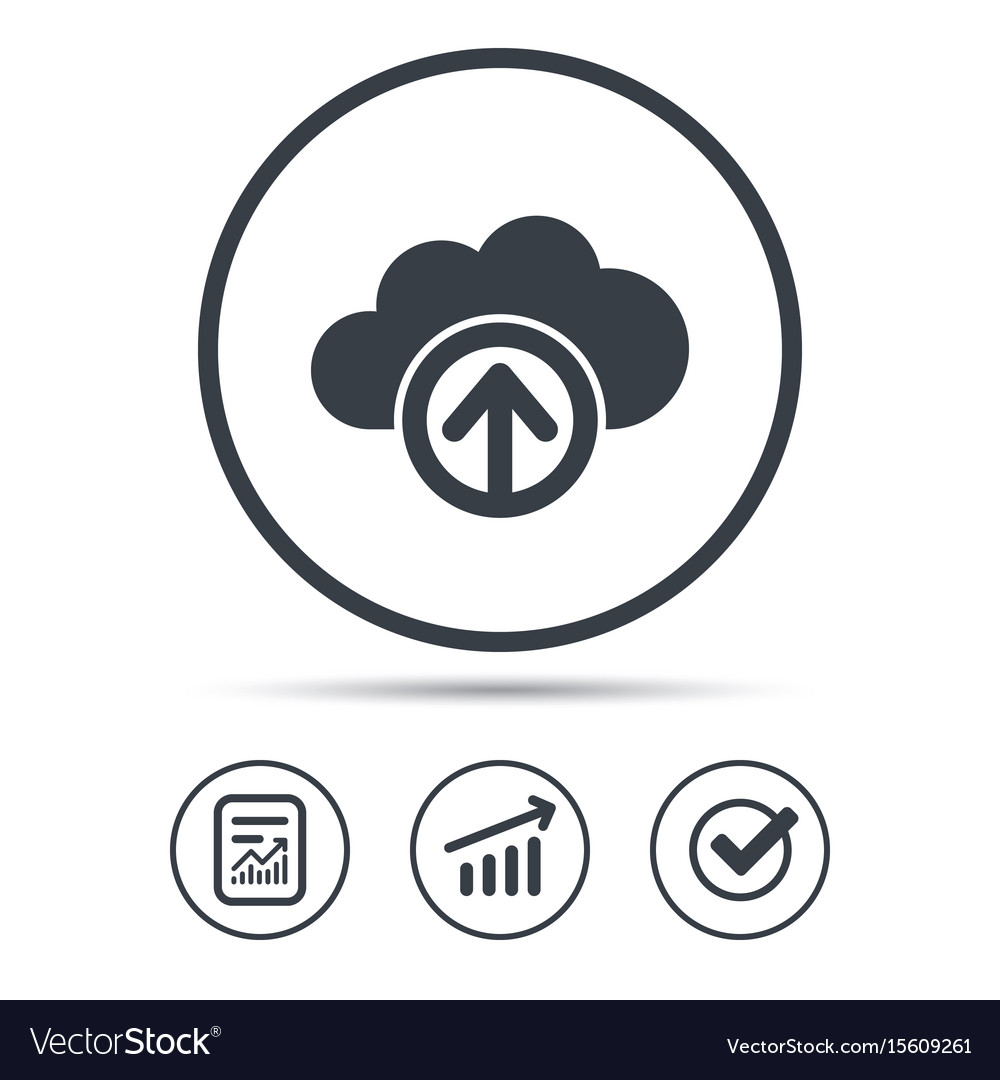 Upload from cloud icon data storage sign