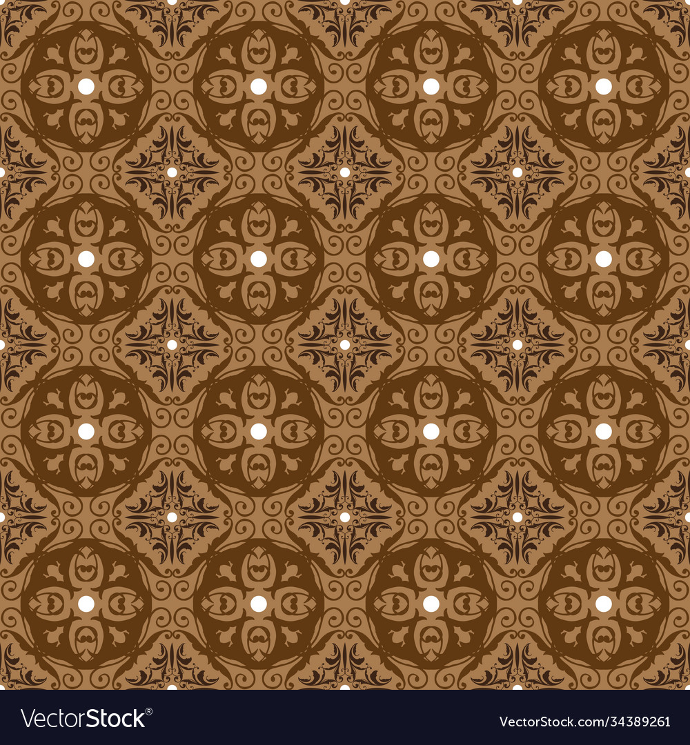 Vintage Circle Motifs Design On Kawung Batik Vector Image