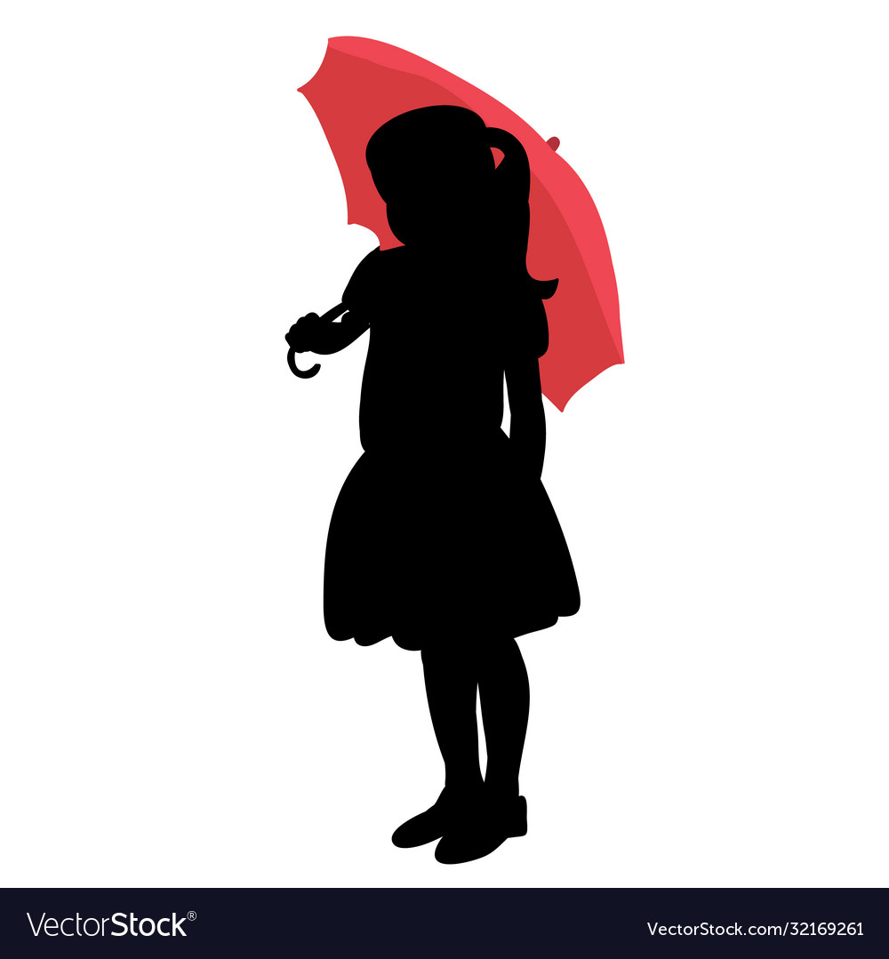 White background black silhouette a child girl Vector Image