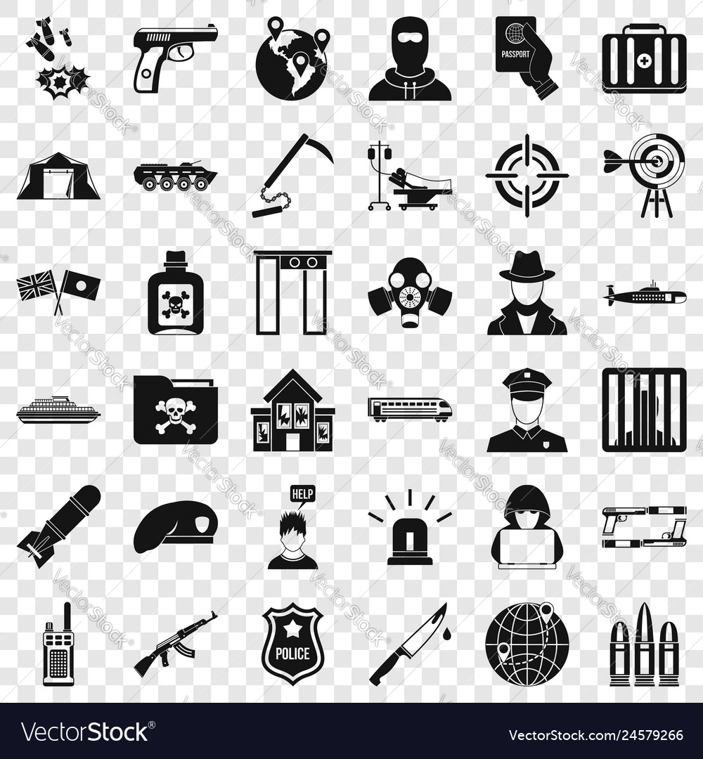 Antiterrorism icons set simple style Royalty Free Vector