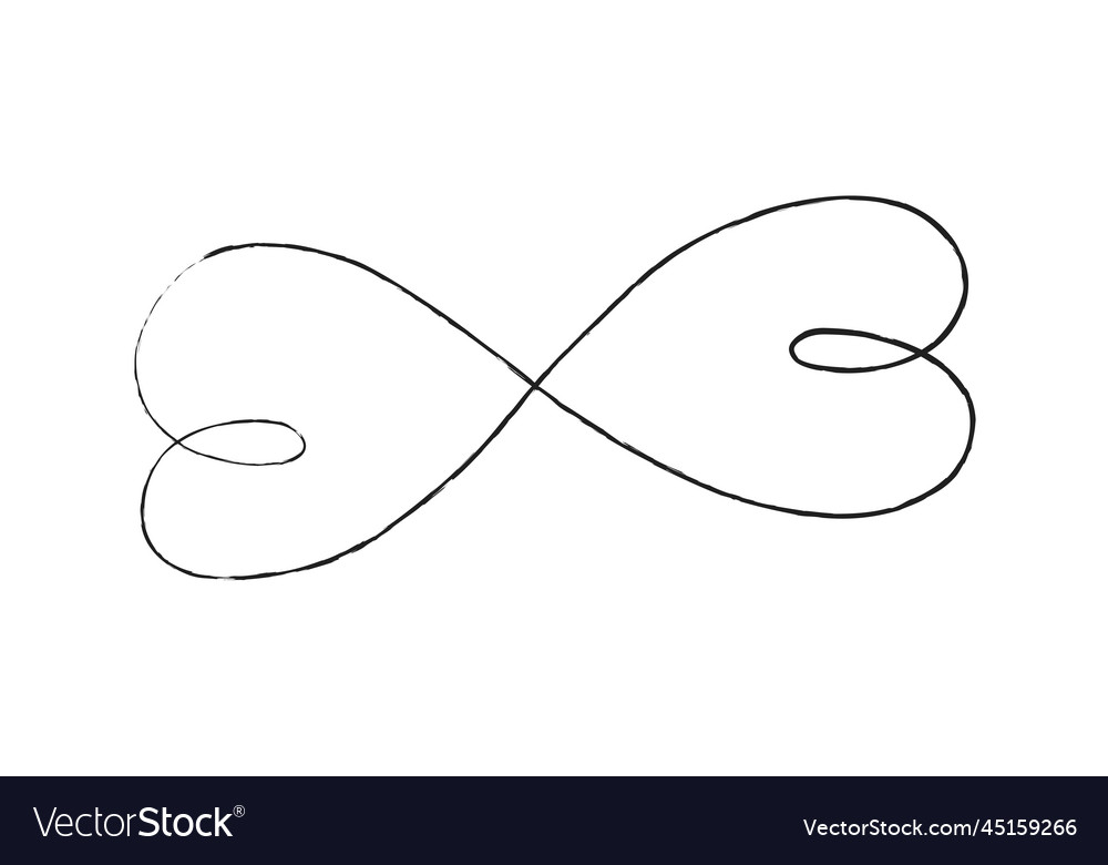Schwarze dünne Linien zwei Herzen lieben Unendlichkeit Symbol vector image Schwarze dünne Linien zwei Herzen lieben Unendlichkeit Symbol