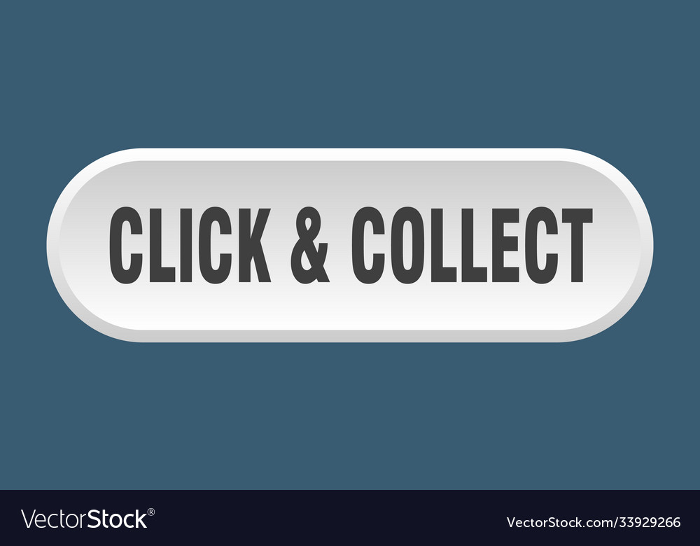 Click collect button rounded sign on white