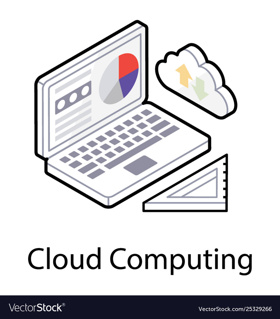 Cloud computing in isometric icon design