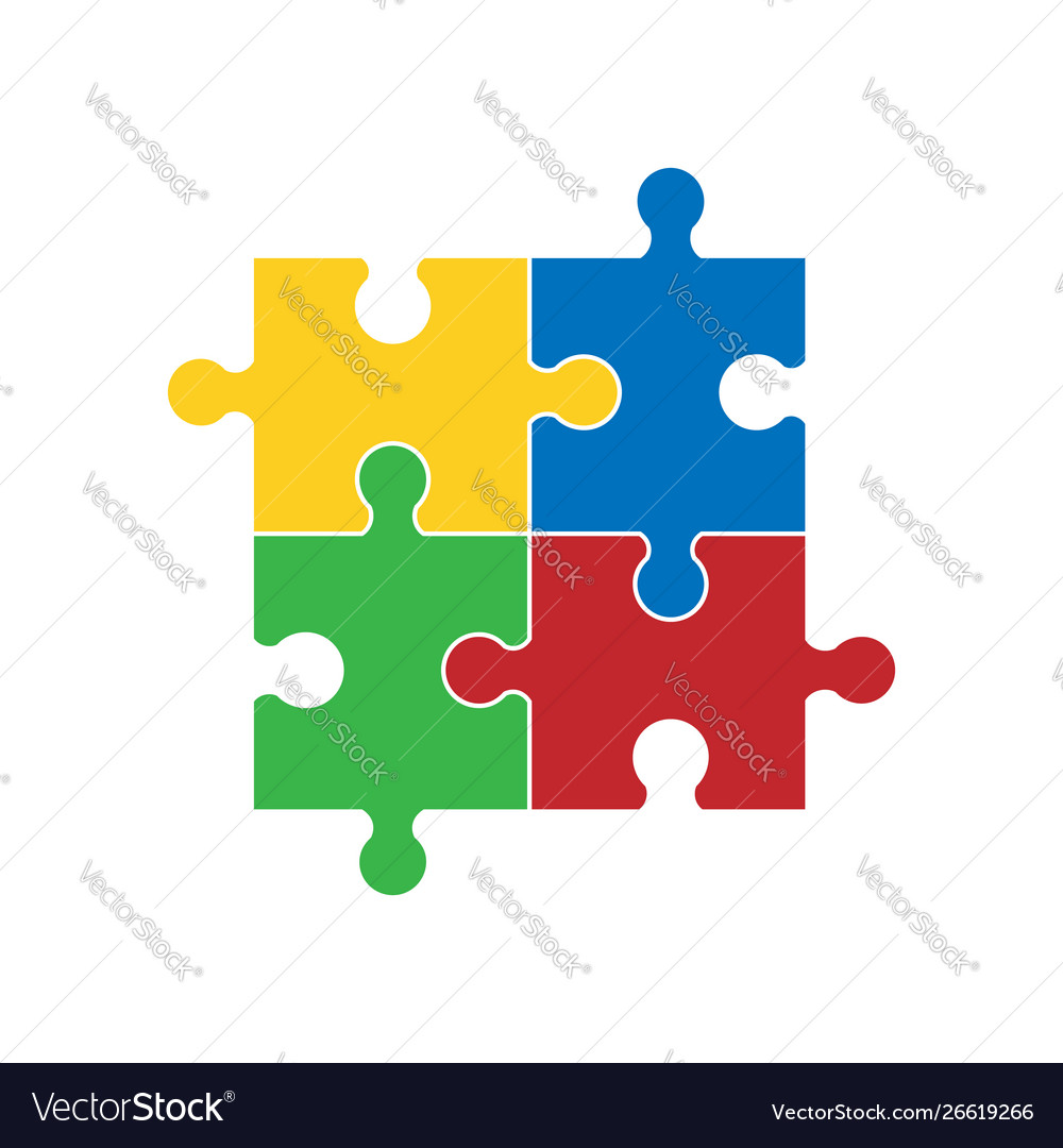 Four piece flat puzzle round infographic Vector Image