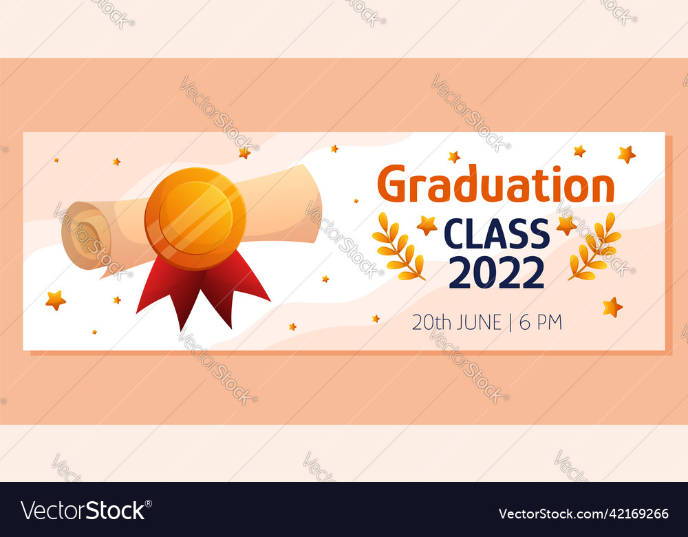 Graduation horizontal banner with script red Vector Image Graduation horizontal banner with script red
