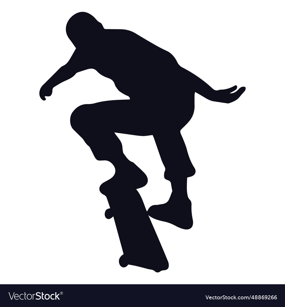 Guy skater tricks silhouette Royalty Free Vector Image