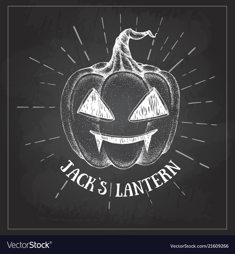 Halloween chalk drawing pumpkin jack lantern Vector Image
