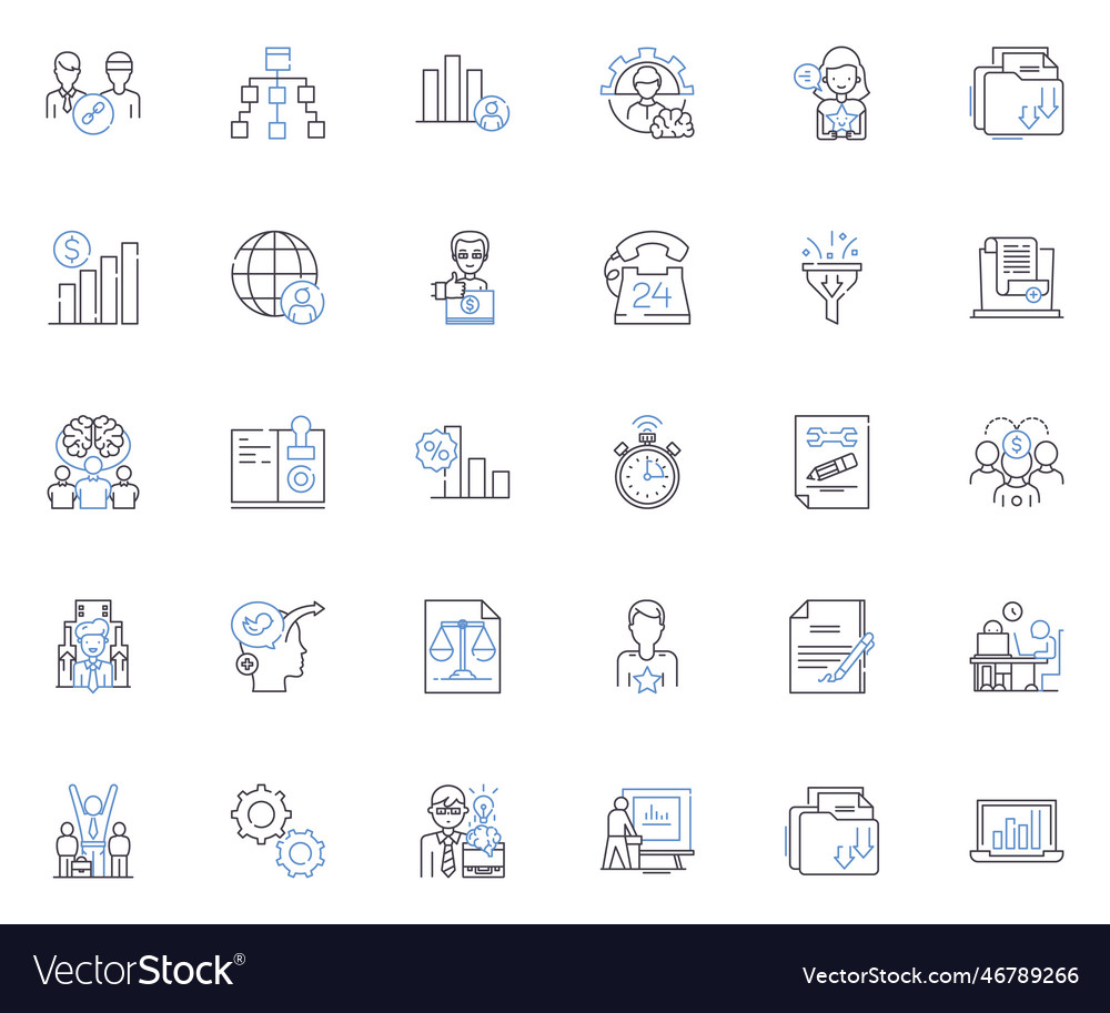 Information management line icons collection data