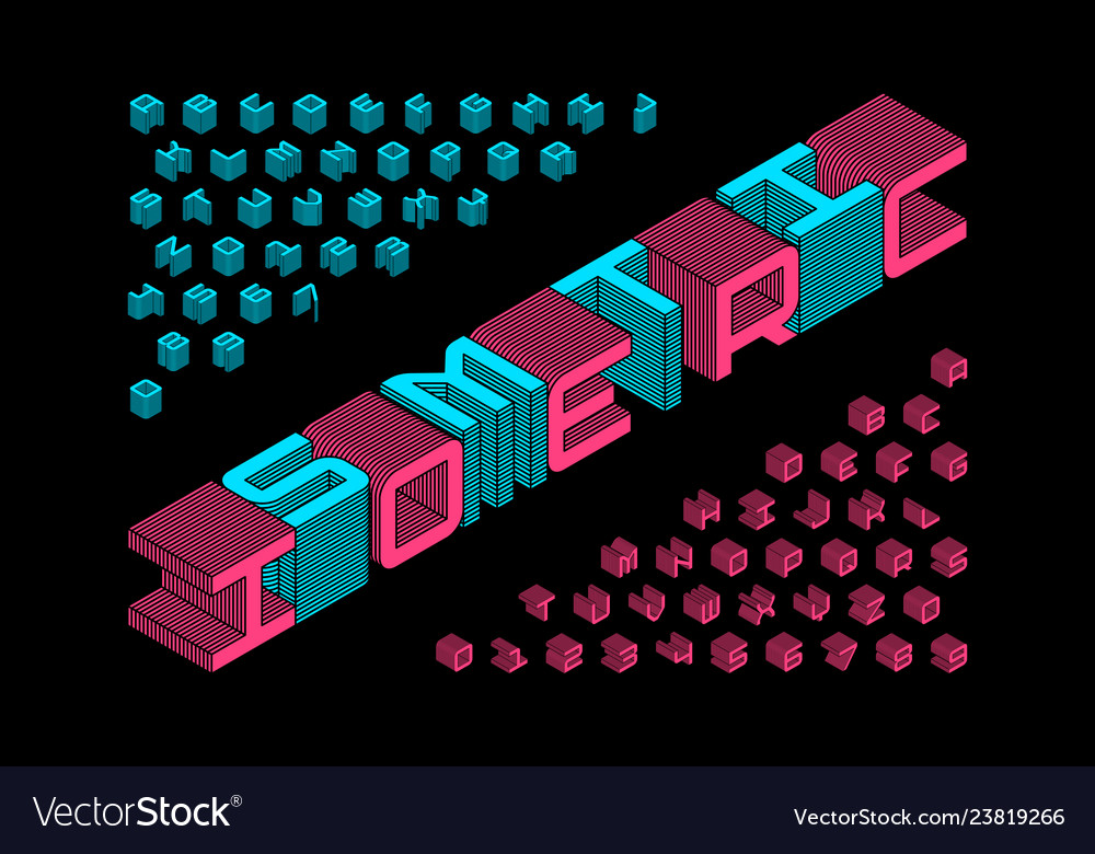 Isometric 3d Font Design Three Dimensional Vector Image