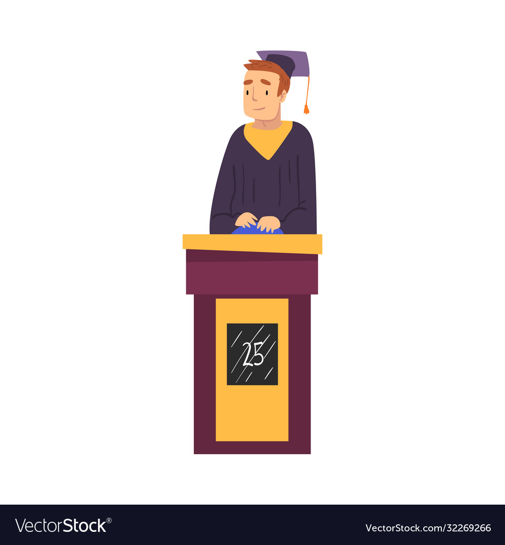 Man guessing questions on quiz show participant vector image Man guessing questions on quiz show participant
