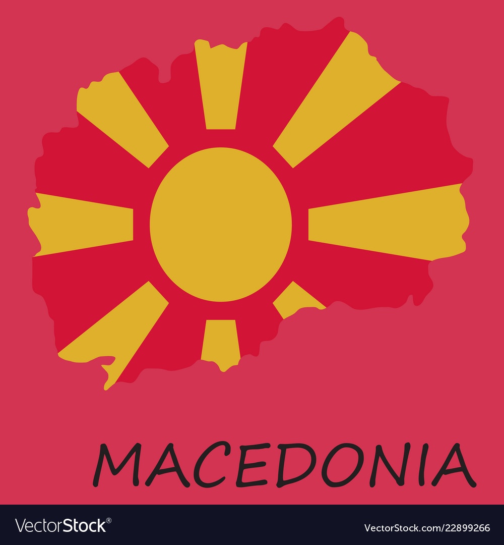 Map and flag of macedonia with color background