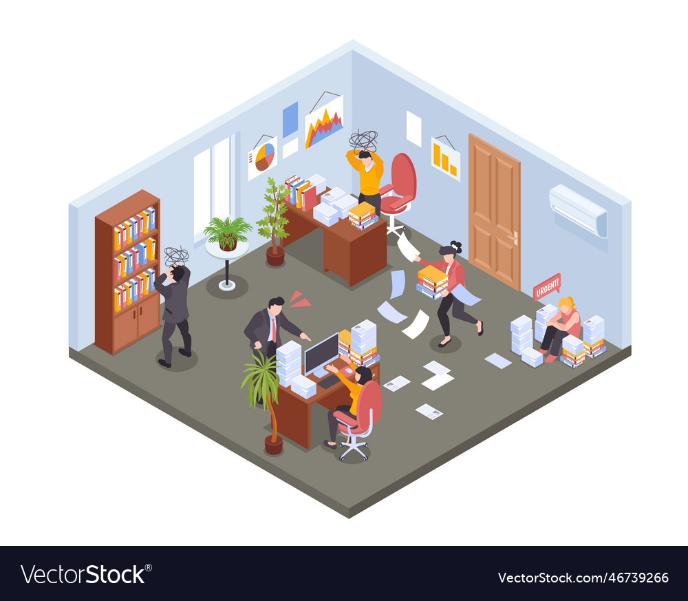 Mess in office composition Royalty Free Vector Image