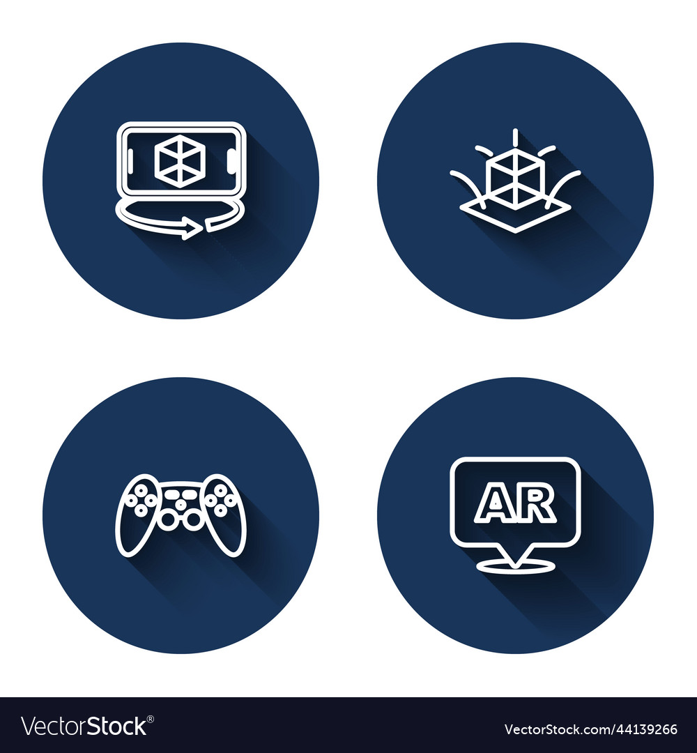 Set line 3d modeling gamepad and augmented vector image Set line 3d modeling gamepad and augmented