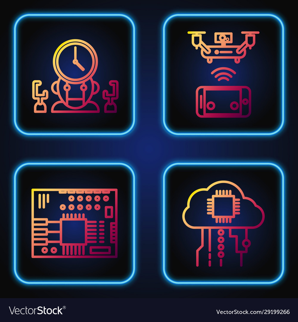 Set line internet things printed circuit board vector image Set line internet things printed circuit board