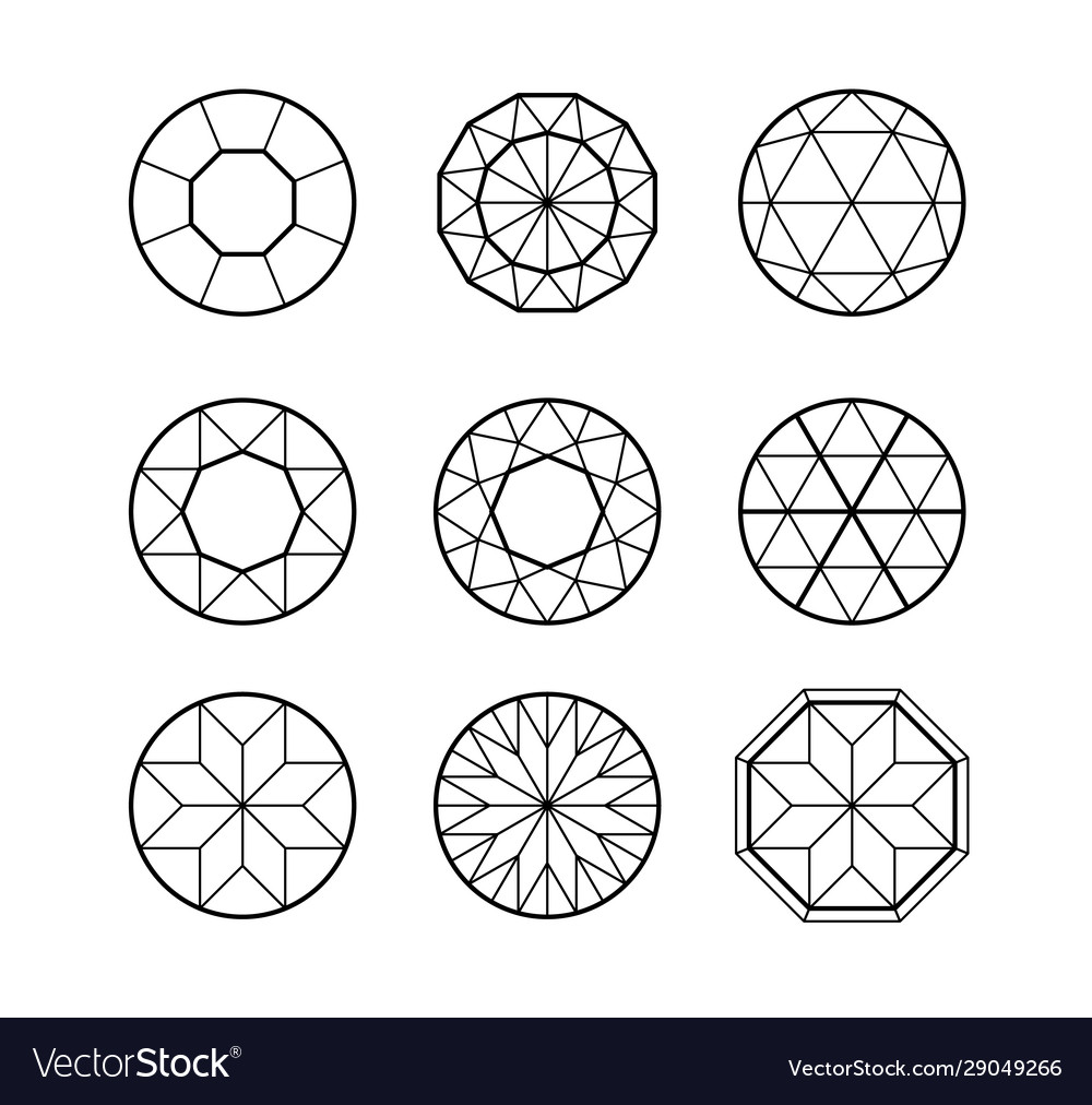 Set lined isometric hexagonal gems rubies