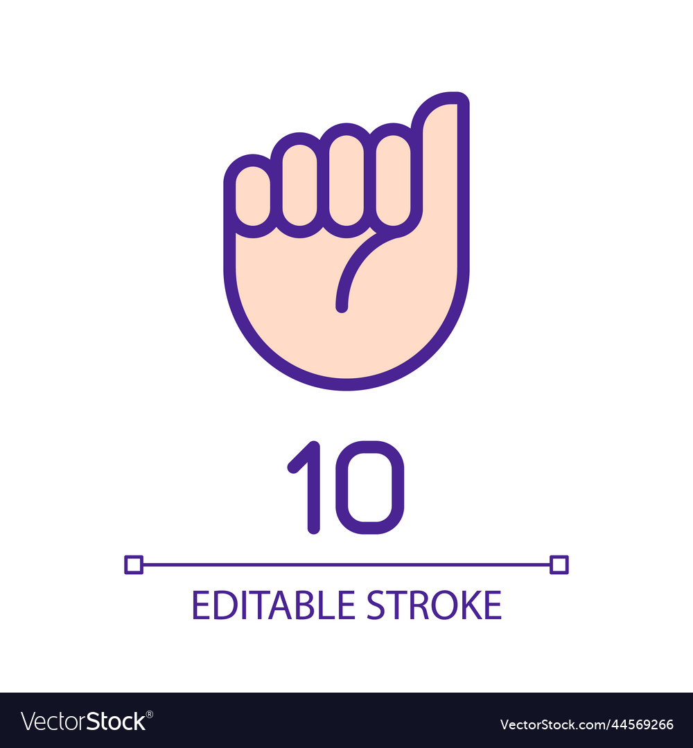 Signing digit ten in asl pixel perfect rgb color vector image Signing digit ten in asl pixel perfect rgb color