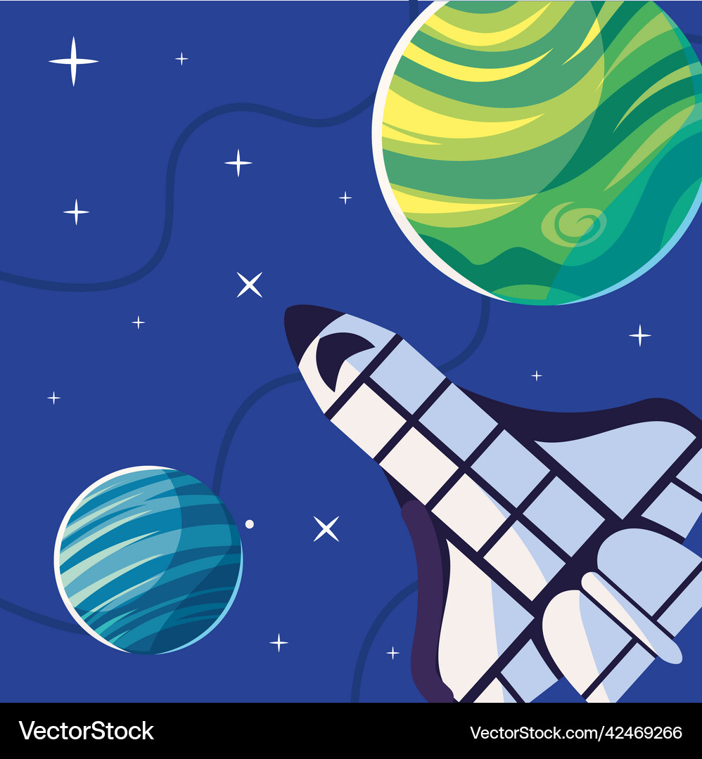 Spaceship space planets Royalty Free Vector Image