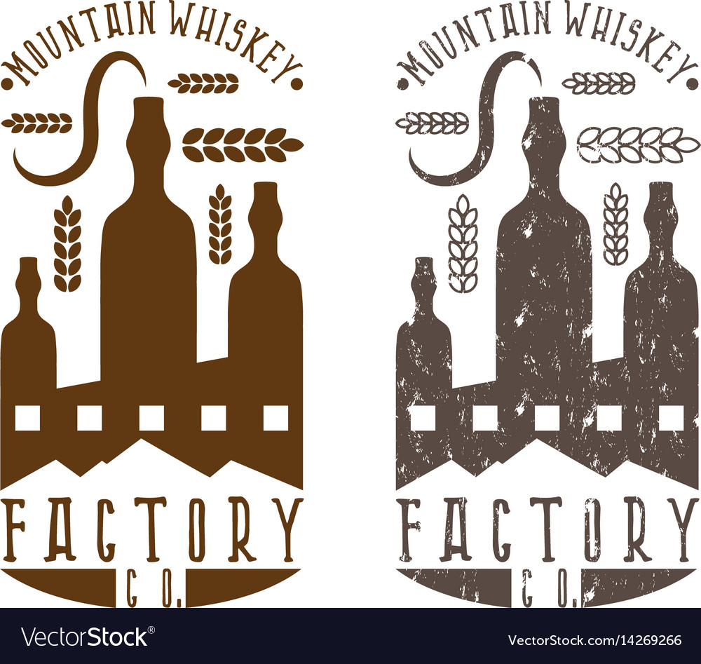 Vintage labels set of whiskey factory