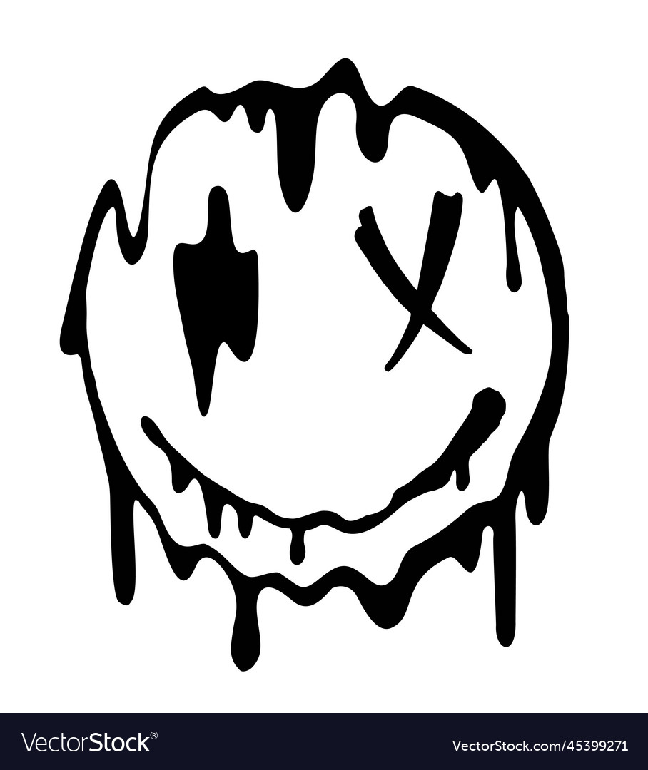 A melting smile funny melt face melted Royalty Free Vector