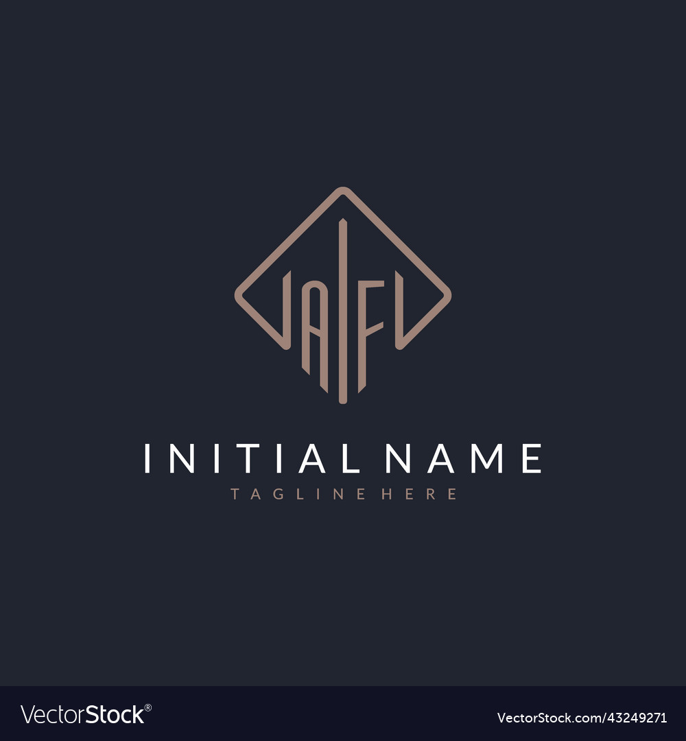 Af initial logo with curved rectangle style design Vector Image Af initial logo with curved rectangle style design