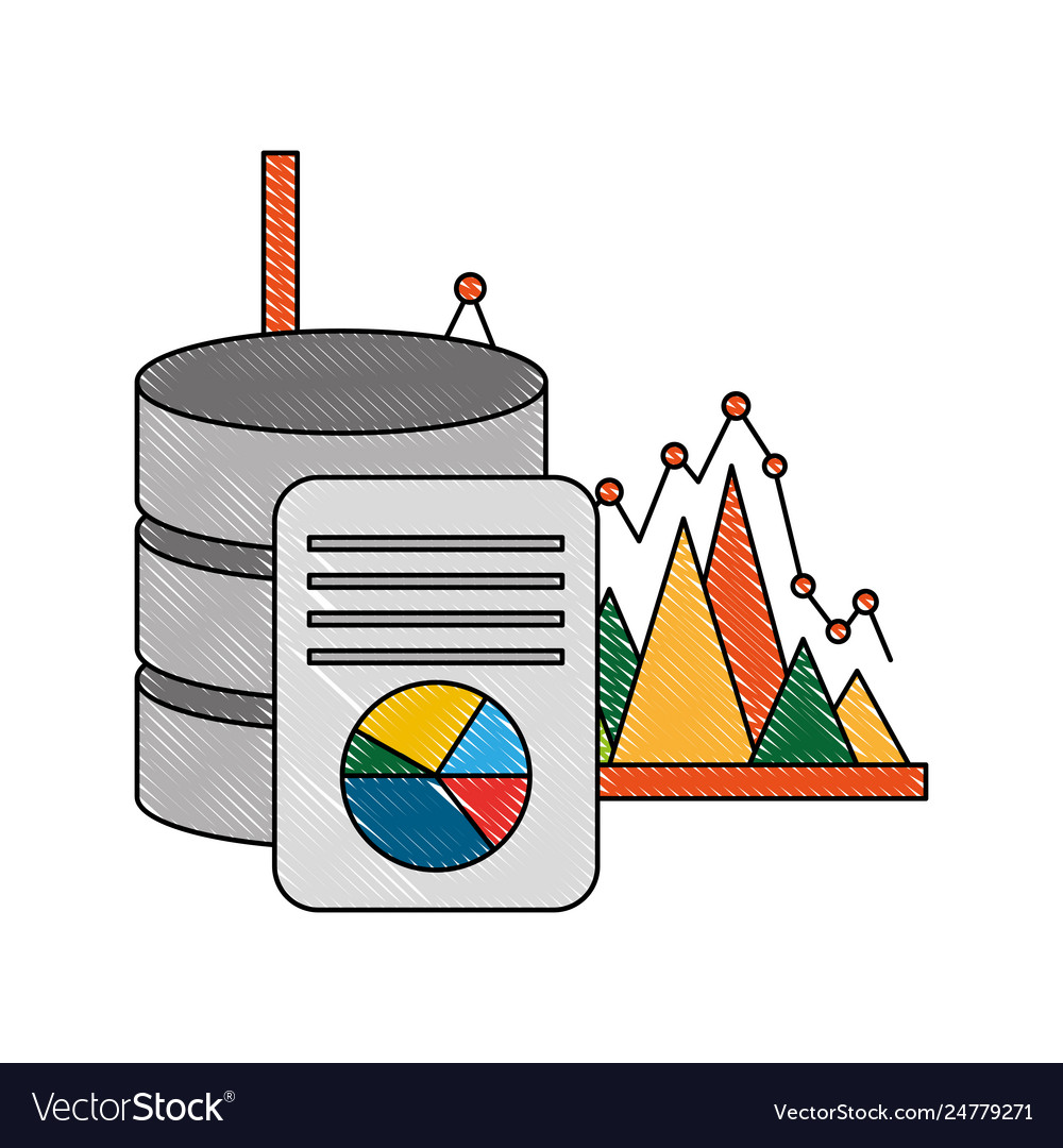 Business database server document statistic vector image Business database server document statistic