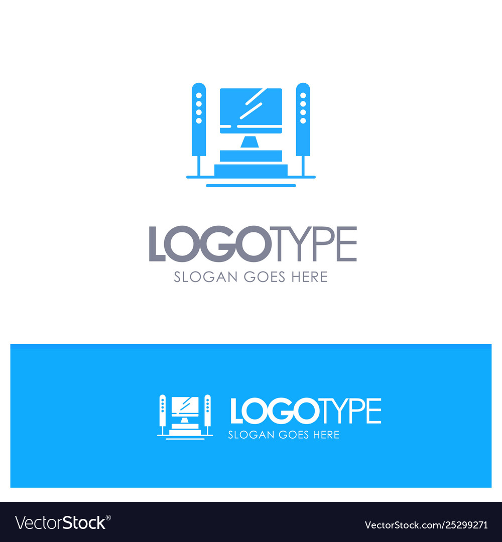 Computer computing server cpu blue logo vector image Computer computing server cpu blue logo