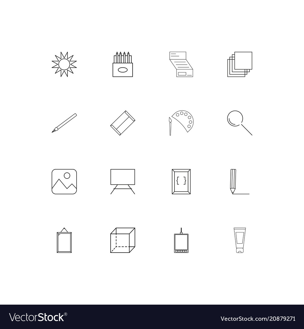 Creative process and design linear thin icons set
