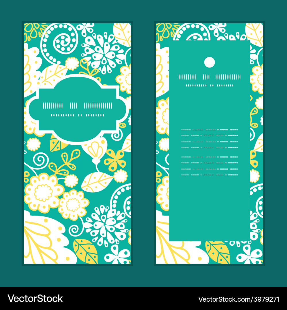 Emerald flowerals vertical frame pattern Vector Image