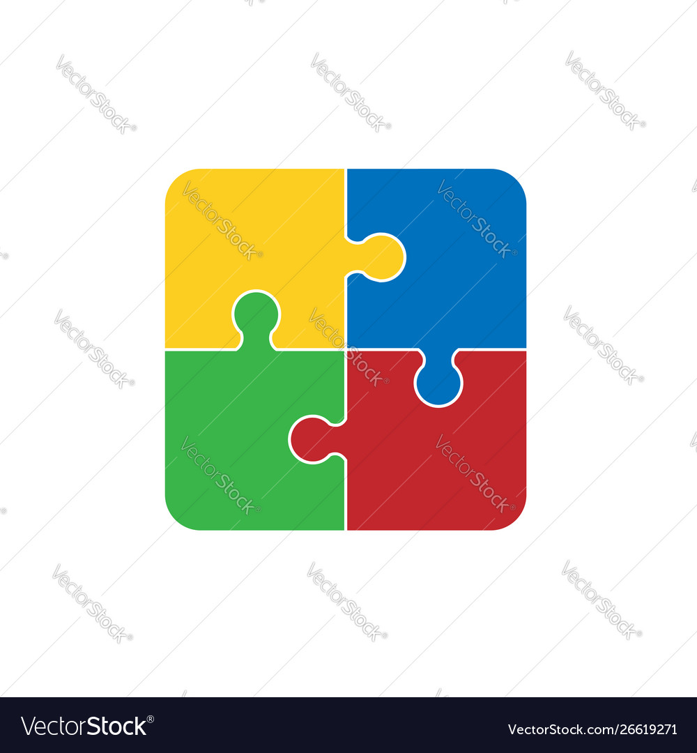 Four piece flat puzzle round infographic Vector Image