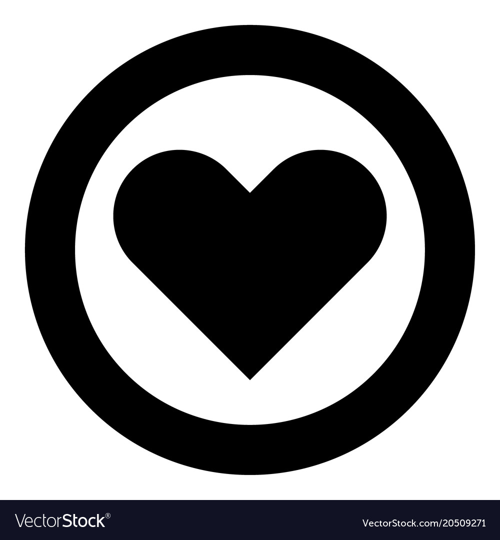 Heart icon black color in circle