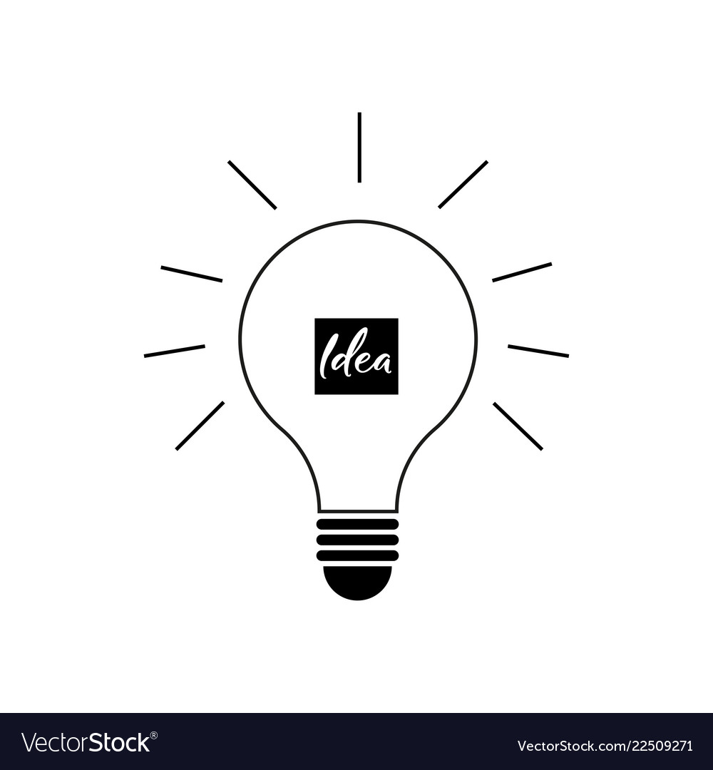 Idea icon in flat style light bulb line