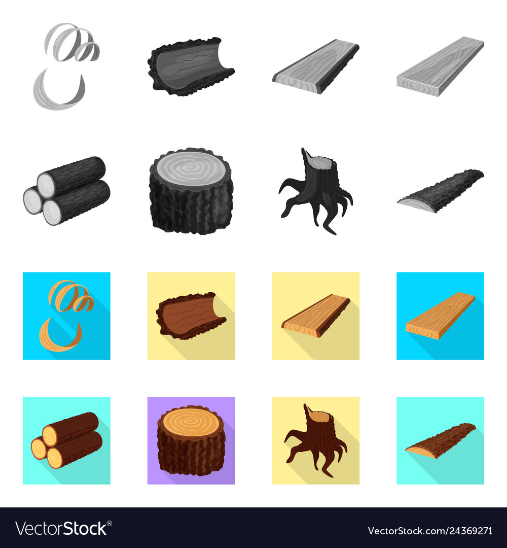 Isolated object of tree and raw icon collection vector image Isolated object of tree and raw icon collection