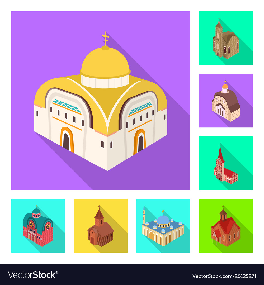 Isolated object temple and historic symbol set vector image Isolated object temple and historic symbol set