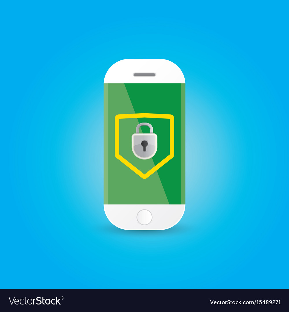 Mobile security app screen with shield and lock