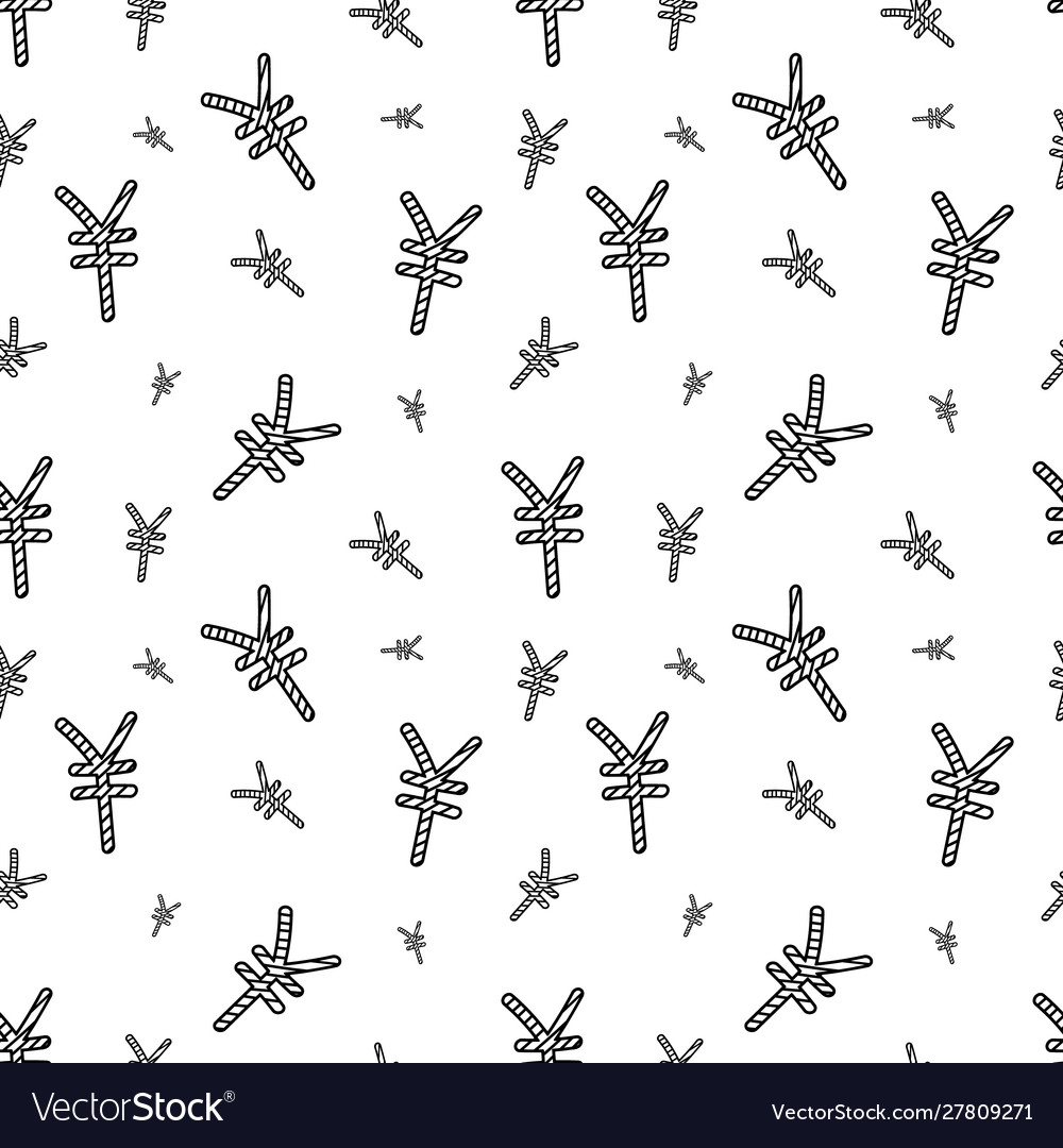 Seamless pattern with hand drawn yen sign