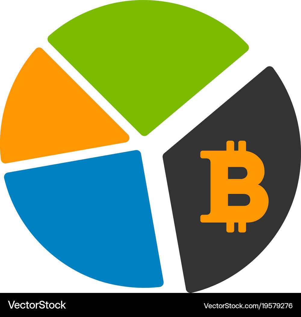 Bitcoin pie chart flat icon Royalty Free Vector Image