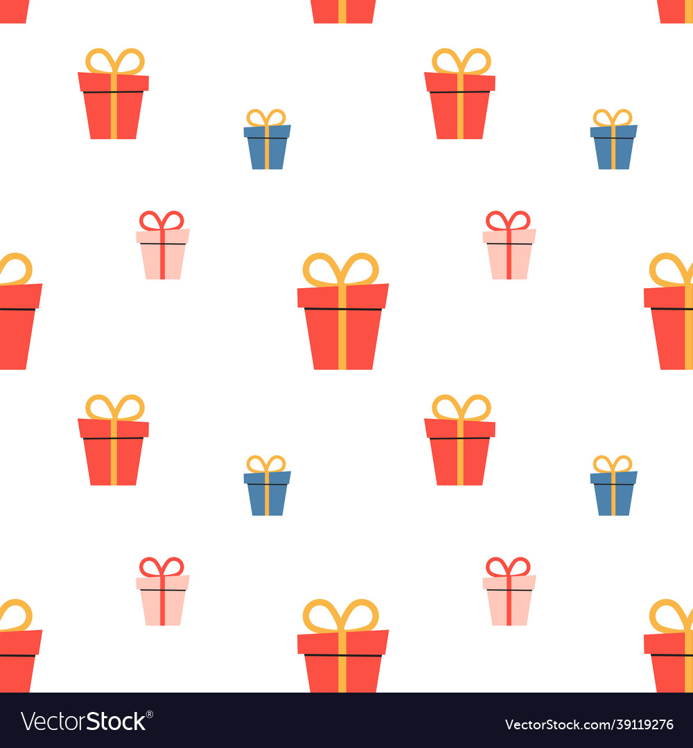 Cartoon holiday boxes with bows seamless pattern Vector Image