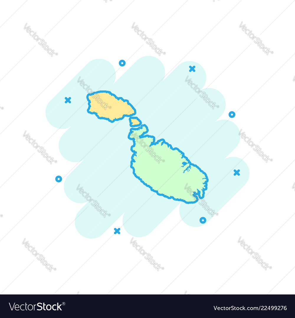 Cartoon malta map icon in comic style sign Vector Image