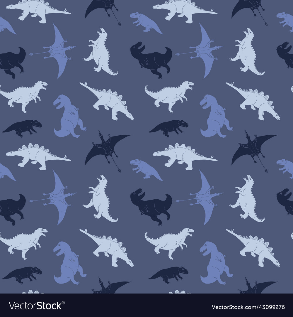 Dino seamless pattern cute cartoon dinosaurs