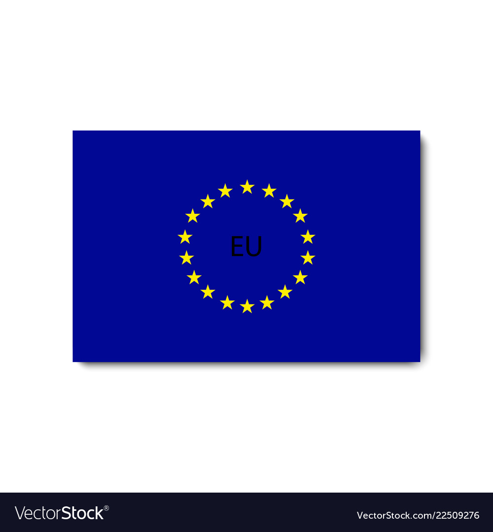 Flag eu with shadow on blank background vector image Flag eu with shadow on blank background