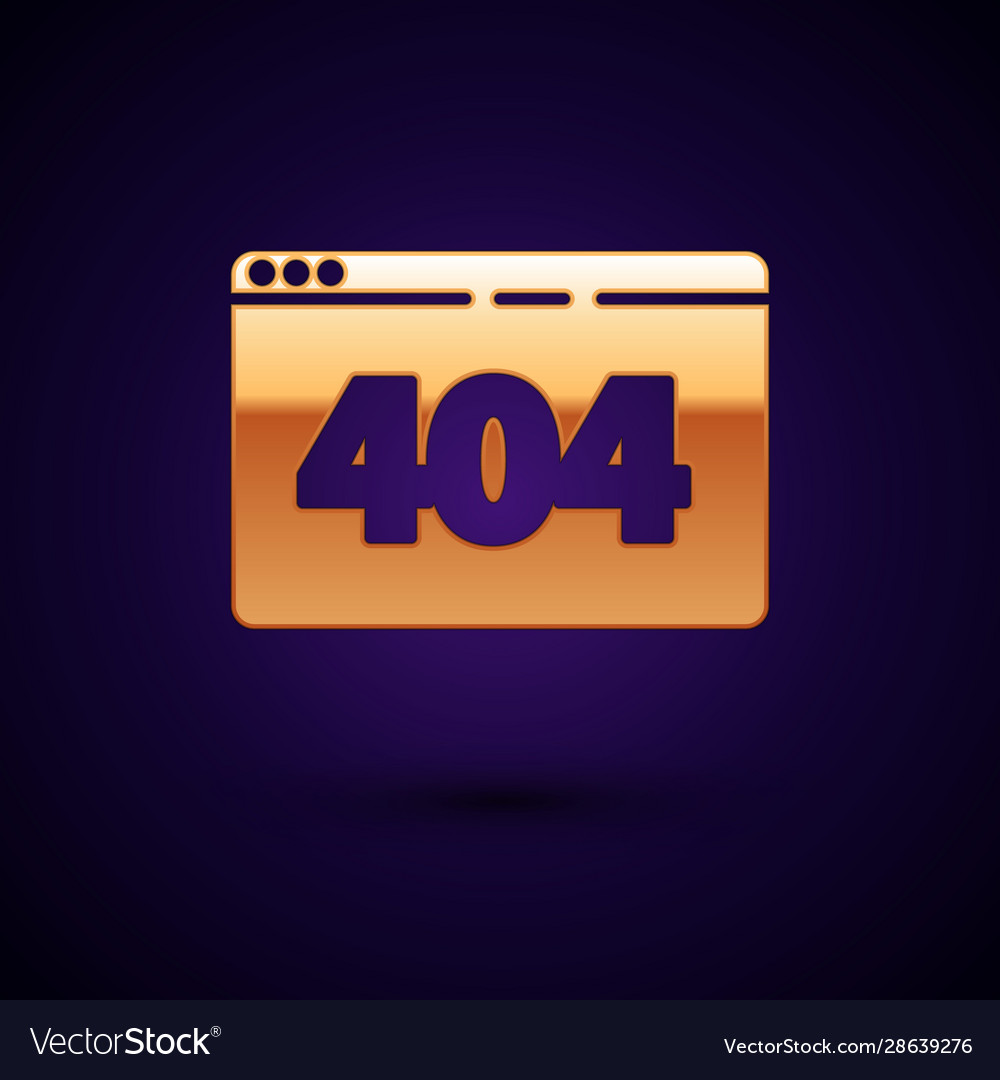 Gold page with a 404 error icon isolated on dark vector image Gold page with a 404 error icon isolated on dark