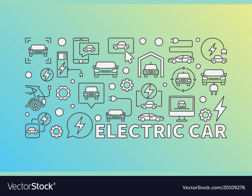 Modern electric car horizontal Royalty Free Vector Image