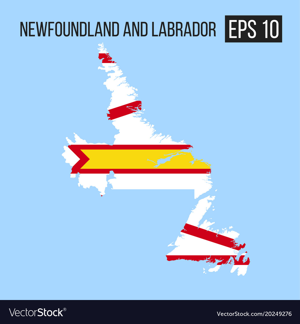 Newfoundland & Labrador Map with Flag Border
