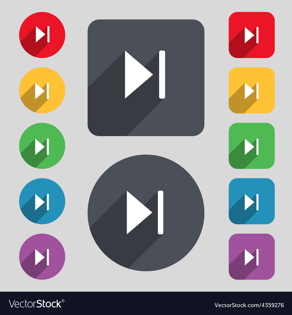Next track icon sign a set of 12 colored buttons