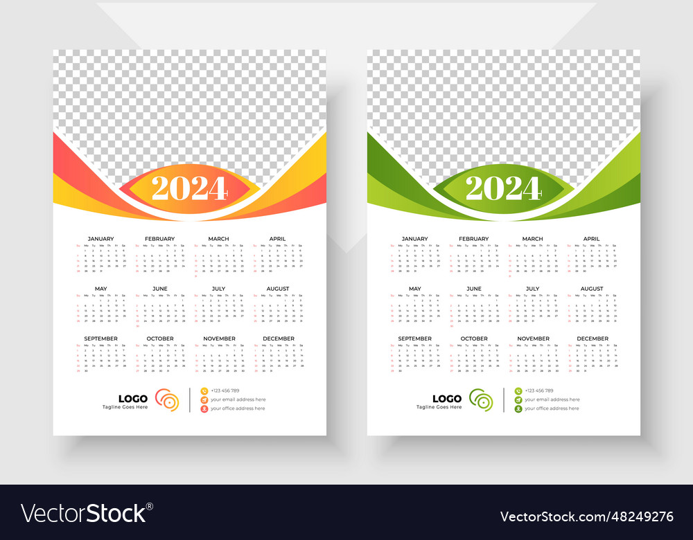 Print ready one page wall calendar template Vector Image