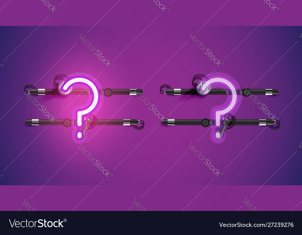Realistic glowing purple neon charcter on and off vector image Realistic glowing purple neon charcter on and off