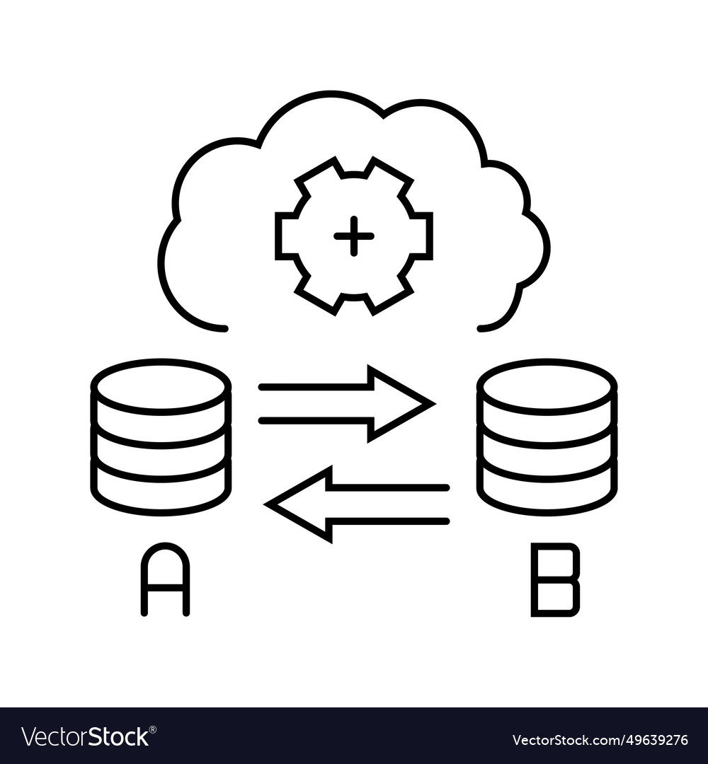 Replication database line icon vector image Replication database line icon