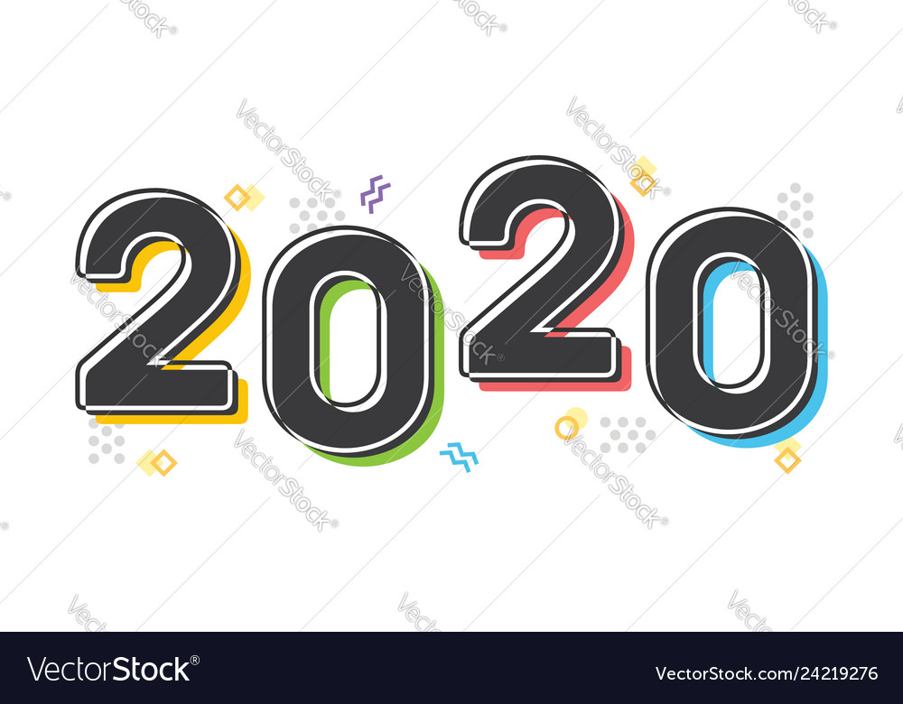 Retro 2020 new year text Royalty Free Vector Image