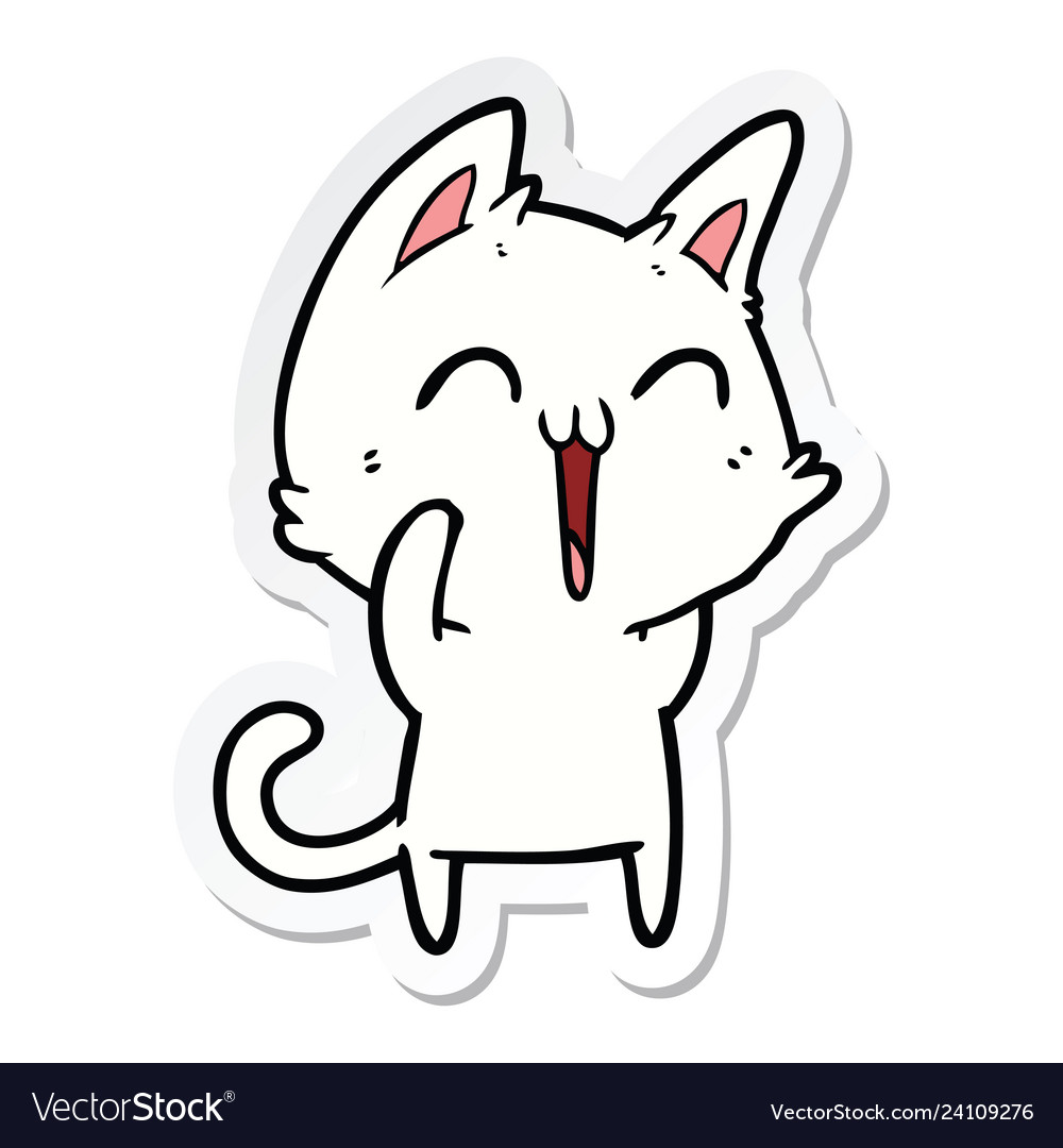 Sticker of a happy cartoon cat