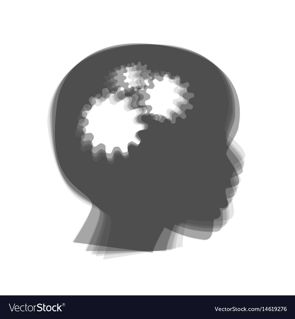 Thinking head sign gray icon shaked